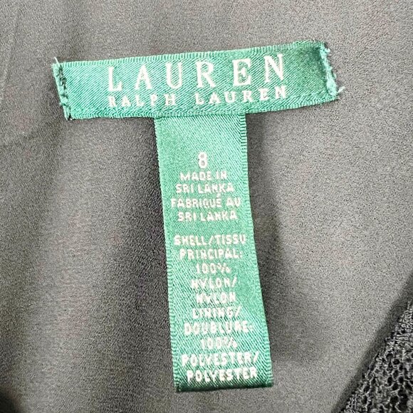 Lauren Ralph Lauren Lace Tank Dress Godet Hem Fairy Goth Black Women's Size 8 - Picture 6 of 13